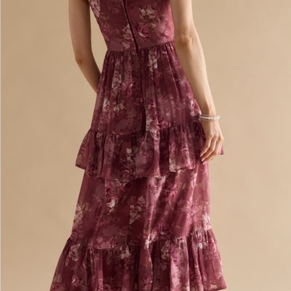 Miami  Francesca’s. Rosewood  color Maxi Dress  floral - Picture 3 of 9